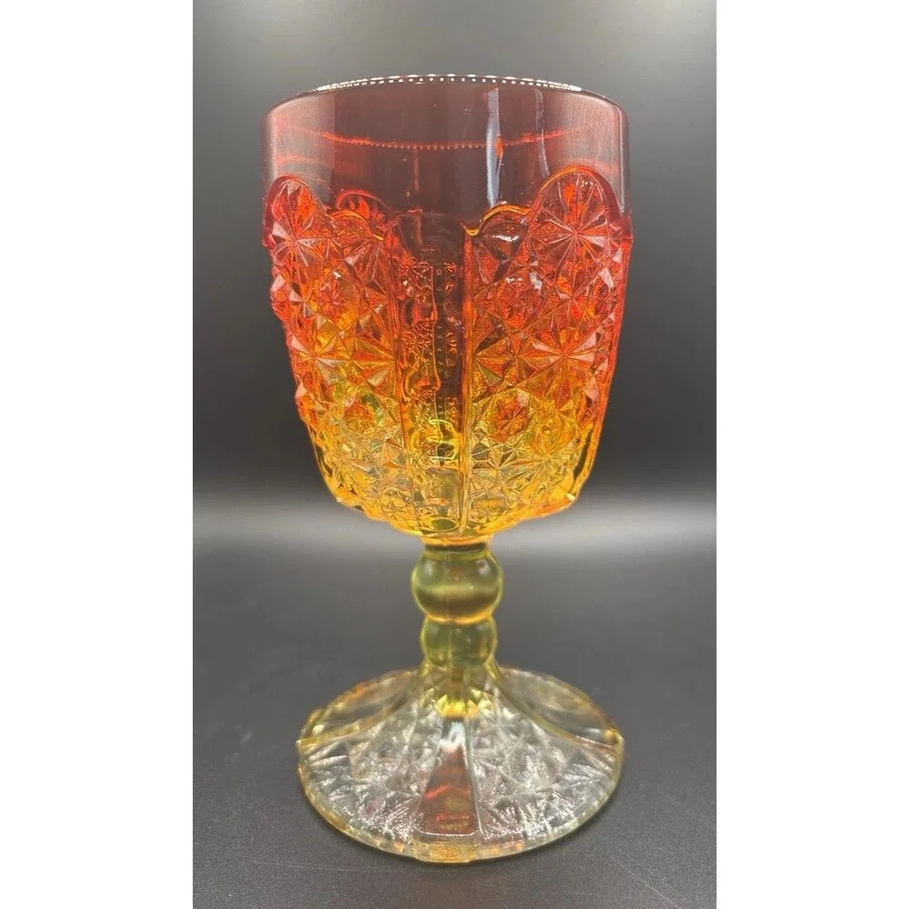 Vintage Viking Glass AMBERINA SUNSET Wine Glass 1950s UV Glows